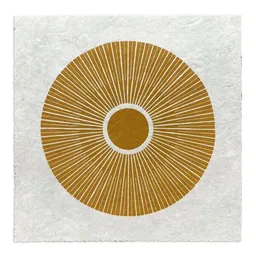 Veskor Cassiopeia Veskor Cassiopeia CENTRAL SUN Sonnen Linoldruck | 22 × 22 cm | Gelbocker auf Naturweiß – Produktbild 1 von 1