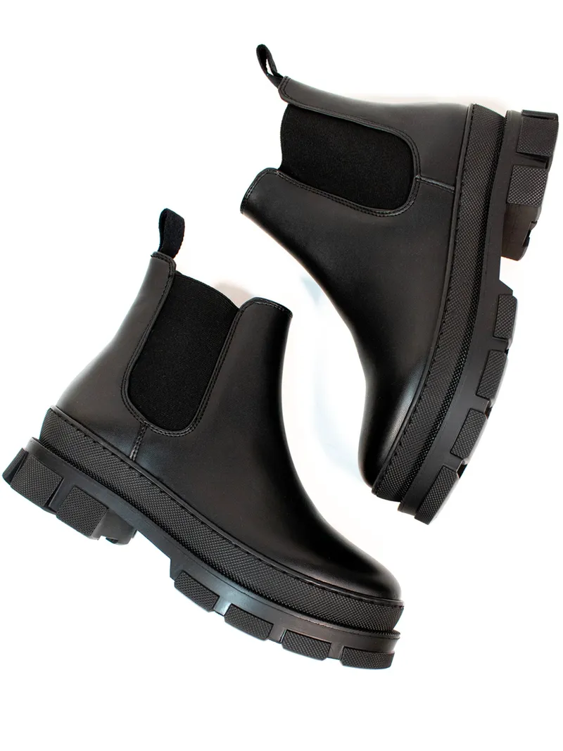 Will's Vegan Store Will's Vegan Store Damen vegan Luxe Track Sole Chelsea Boots Schwarz, Schwarz, – Produktbild 2 von 3