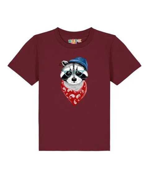 watabout.kids watabout.kids T-Shirt Kinder Waschbär, Burgundy, – Produktbild 1 von 2