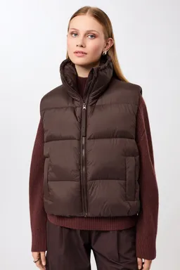 LangerChen LangerChen Damen vegan Weste Quilted Padded Coffee – Produktbild 1 von 1