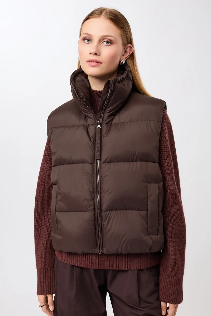 LangerChen LangerChen Damen vegan Weste Quilted Padded Coffee, Braun, – Produktbild 1 von 2