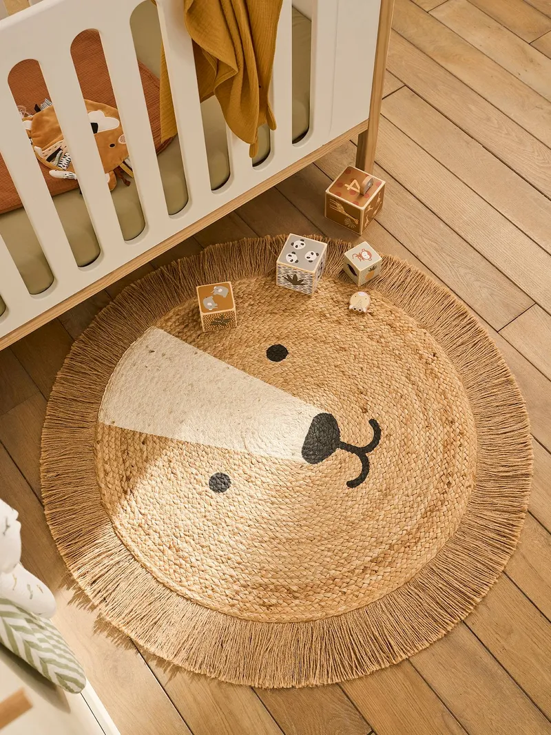 Vertbaudet Runder Kinderzimmer Teppich aus Jute en, Beige golden, – Produktbild 1 von 3