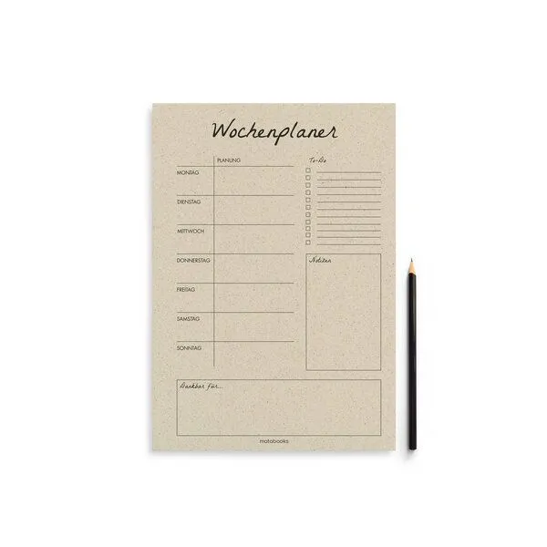 matabooks® matabooks® A4 Wochenplaner/Familienplaner aus Graspapier mit To-do – 54 Blatt, Easy, – Produktbild 1 von 4