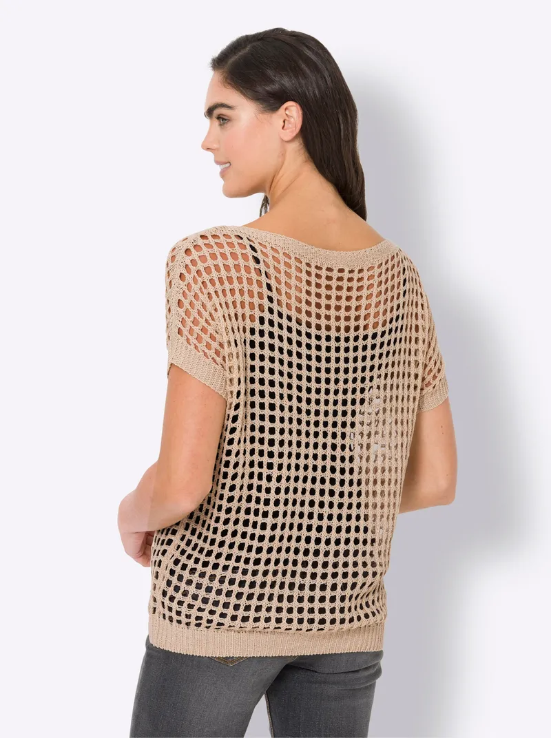 heine Ajourpullover sand, Sand, – Produktbild 1 von 2