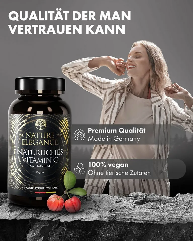 NEOLYMP Natürliches Vitamin C aus Acerola – Hochdosiert & vegan – 180 Kapseln Kapseln, 2 er 180 St., Vitamin C für 6 Monate – gut verträglich – in Deutschland produziert – Produktbild 5 von 5