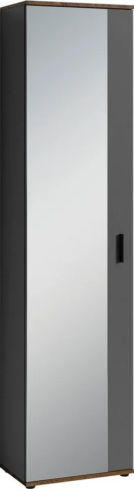 byLIVING Garderobenschrank Jakob mit großem Spiegel, Breite 49 cm, Grau, – Produktbild 2 von 4