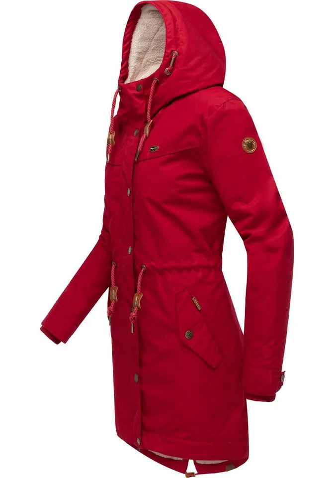 ragwear ragwear Winterjacke YM-Canny stylischer Damen Kurzmantel Parka mit Kapuze, Rot, – Produktbild 3 von 4