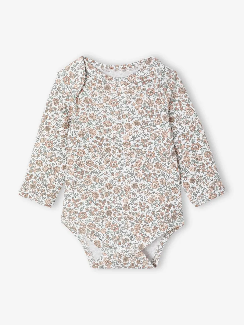Vertbaudet Vertbaudet 5er-Pack Baby Schlupfbodys mit Blumen, Salbeigrün, – Produktbild 2 von 3
