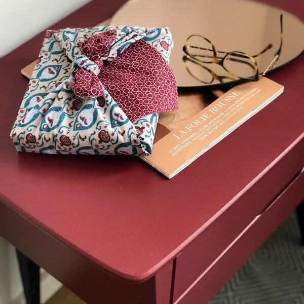 FabRap Gift Wrap FabRap Gift Wrap Wiederverwendbare Geschenkverpackung Furoshiki (doppelseitig), Teal & cherry, – Produktbild 1 von 4