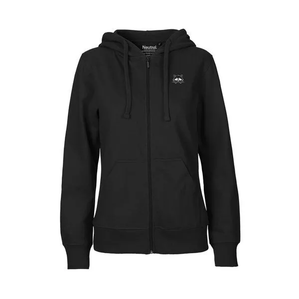HANDGEDRUCKT HANDGEDRUCKT "Flauschspion" Frauen Zip Hoody Neutral, Black, – Produktbild 2 von 4