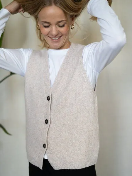 FUXBAU FUXBAU Frauen Merino Strickweste, Beigemeliert, – Produktbild 4 von 4