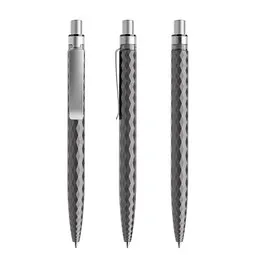 prodir prodir® Druckkugelschreiber QS01 PQS Push, blaue Mine, graphit/silber satiniert, Silber / dunkelgrau, – Produktbild 1 von 1