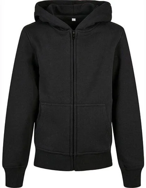 Build Your Brand Build Your Brand Kids´ Organic Basic Sweatjacke mit Kapuze, Schwarz, – Produktbild 2 von 2