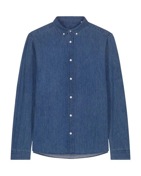 Kultgut Kultgut Leichtes Jeanshemd - 100% Biobaumwolle & Fair hergestellt / Der Demin- Klassiker, Dunkelblau (denimblue), – Produktbild 4 von 4