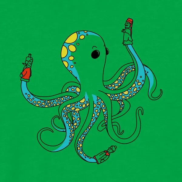 Spangeltangel Spangeltangel Kinder-T-Shirt "Oktopus", bedruckt, Biobaumwolle, Grün, – Produktbild 2 von 3