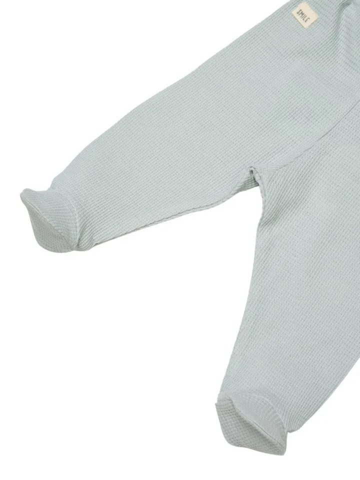 Biorganic Biorganic Funktionshose Baby Waffle Smile für Jungen und Mädchen Unisex Hose mit Fuß (1-tlg) Waffelmuster, Bio-Baumwolle, Größe 56- 74, Grün, – Produktbild 3 von 5