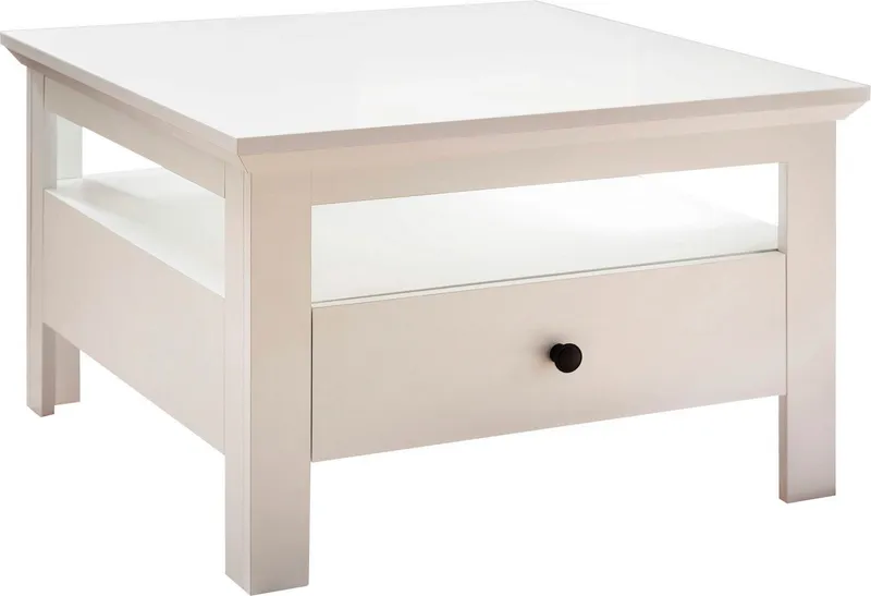 Home affaire Couchtisch Örebro, Couchtisch mit Schubkasten & Vollauszug - (B/T/H) 70/70/46 cm, Weiß, – Produktbild 2 von 5