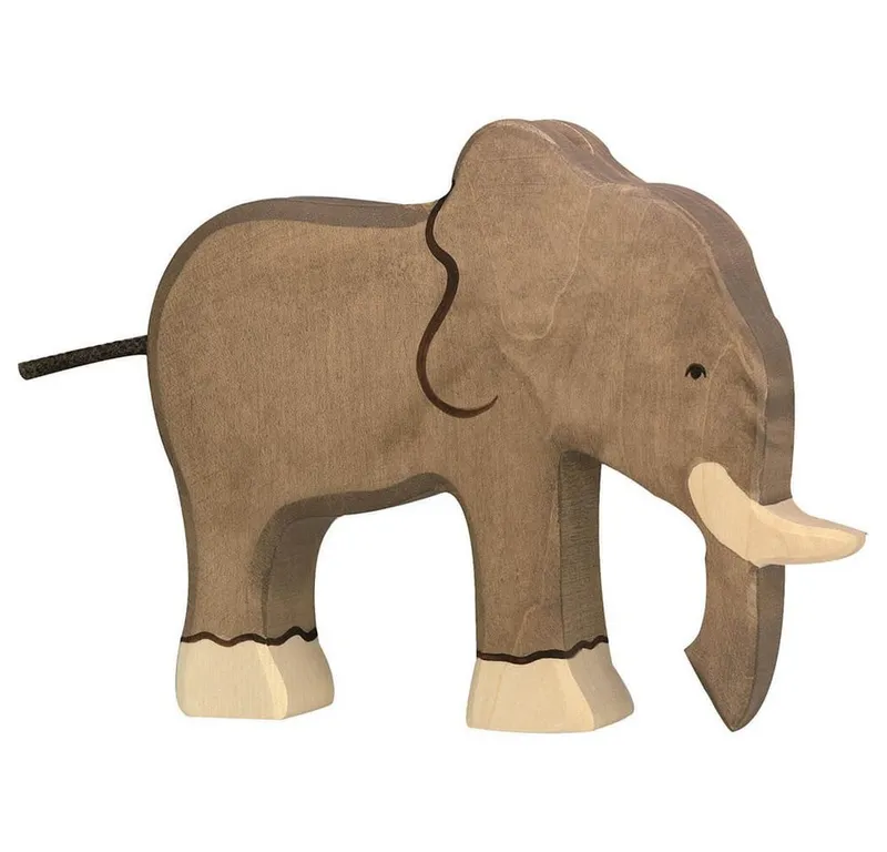 Holztiger Holztiger Holzfigur "Elefant, stehend" Abenteuer Wildnis Maße 19 x 2,8 x 15 cm, Grau, mehrfarbig, – Produktbild 3 von 3