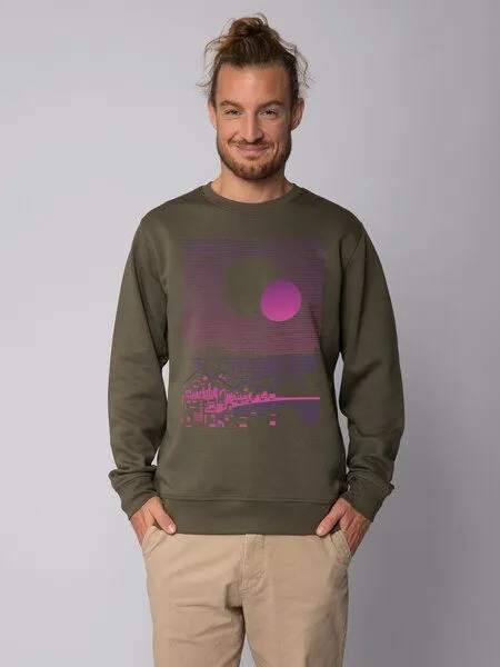 watapparel watapparel Sweatshirt Unisex Sun and Moon Skyline, Khaki, – Produktbild 2 von 3