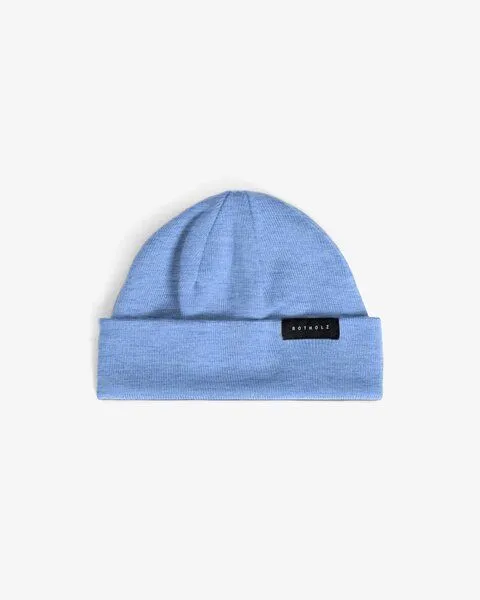 Rotholz Rotholz Short Fine Merino Beanie, Blau (washed blue), – Produktbild 1 von 1