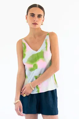 Neu Nomads Neu Nomads Damen vegan Tops Bias Dreamy Print Grün/Blau/Rosa – Produktbild 1 von 1