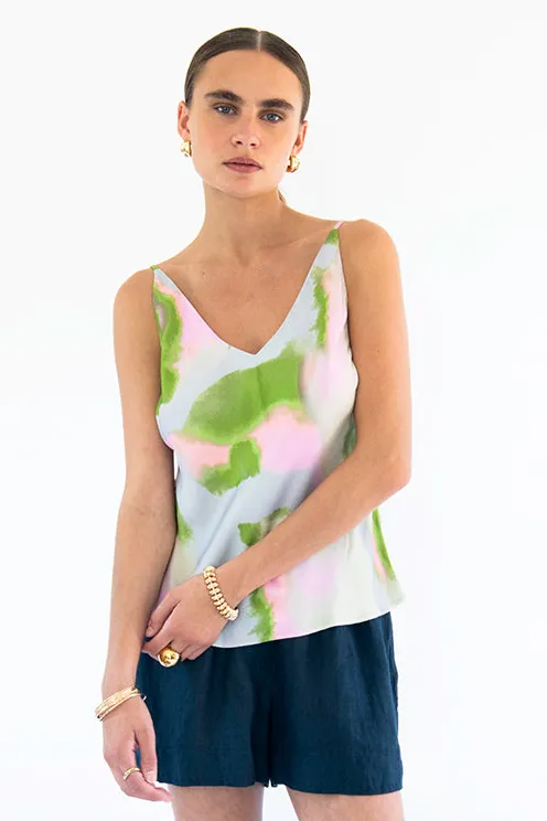 Neu Nomads Neu Nomads Damen vegan Tops Bias Dreamy Print Grün/Blau/Rosa, Extra hellblau, – Produktbild 1 von 1