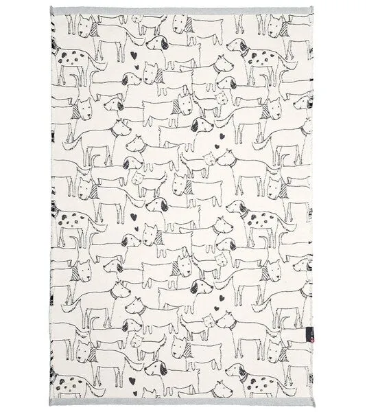 david fussenegger David Fussenegger Kinder Teppich Hunde 75 x 120 cm aus Recycling-Baumwolle, Weiß, – Produktbild 1 von 3