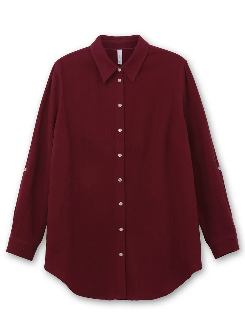 sheego Baumwollbluse, Weinrot, – Produktbild 1 von 2