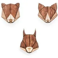 BeWooden BeWooden Broschen aus Holz Set - "Eichhörnchen, Fuchs + Bär" | Mode Schmuck – Produktbild 1 von 1
