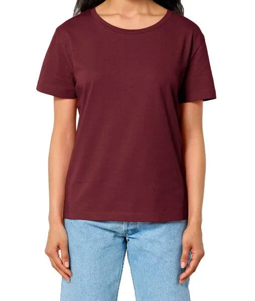 YTWOO YTWOO Damen-Scoop-Neck-T-Shirt aus Bio-Baumwolle, Burgunderrot, – Produktbild 3 von 4