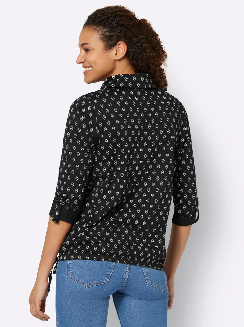 Witt Witt Rollkragenshirt schwarz-ecru-bedruckt, Schwarz-ecru-bedruckt, – Produktbild 2 von 2