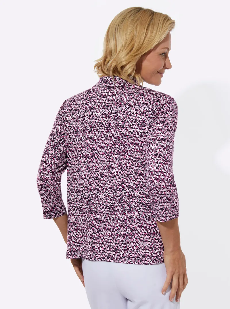 Witt Poloshirt marine-magenta-bedruckt, Marine-magenta-bedruckt, – Produktbild 2 von 2