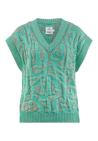 hessnatur hessnatur Jacquard Strick Pullover Relaxed aus reiner Bio-Baumwolle, Aquagrün, – Produktbild 3 von 4