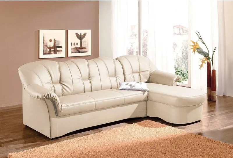 DOMO collection Ecksofa Papenburg, zeitlose Rückensteppung, elegante Formensprache, L-Form, in großer Farbvielfalt, wahlweise mit Bettfunktion, Beige, – Produktbild 6 von 8