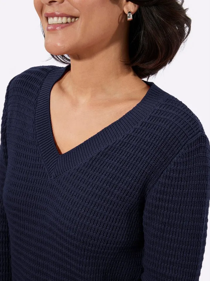 Witt Witt Strickpullover V-Pullover Langarm, Blau, – Produktbild 5 von 5