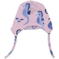 Walkiddy Nachhaltige Walkiddy Rosa Mütze mit Blauen Seepferdchen - Umweltfreundlich und Allergikerfreundlich – GOTS zertifiziert – Produktbild 1 von 1