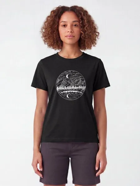 watapparel watapparel T-Shirt Frauen Mountains by night, Black, – Produktbild 2 von 2