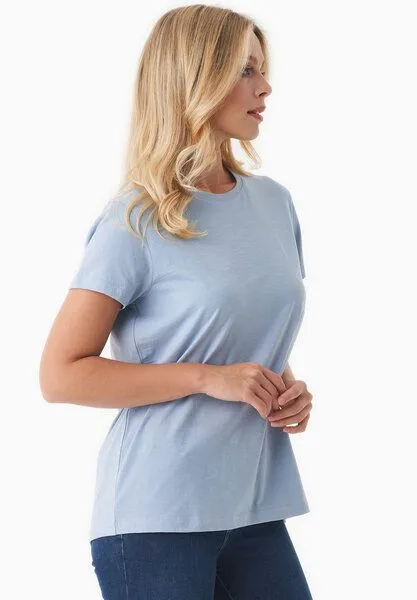 ORGANICATION ORGANICATION Damen Basic T-Shirt aus Bio-Baumwolle, Ice blue, – Produktbild 3 von 4