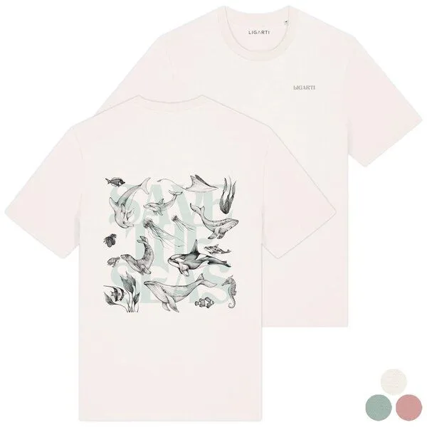 LIGARTI T-Shirt – Save The Seas – LIGARTI Tiermanufaktur, Cremeweiß, – Produktbild 1 von 3