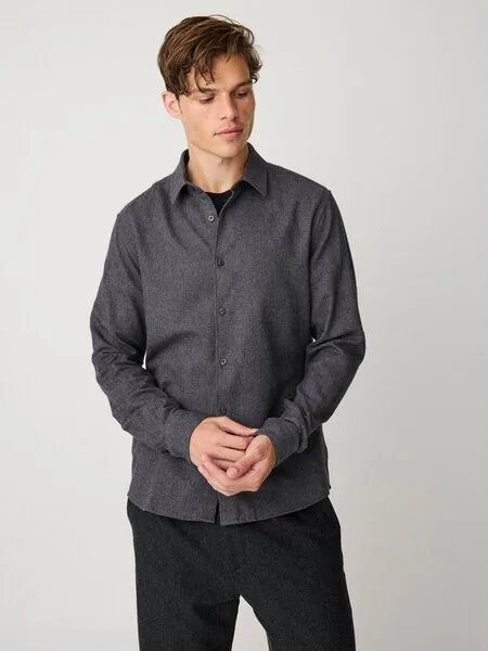 KnowledgeCotton Apparel KnowledgeCotton Apparel Flanellhemd DUNE aus Bio-Baumwolle, Grau-dark-grey-melange, – Produktbild 3 von 4