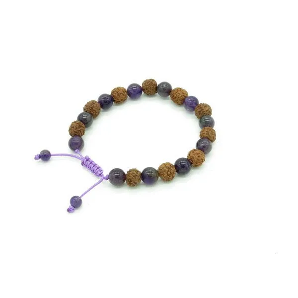 Just Be Just Be Handgelenk Mala Rudraksha mit Amethyst – Produktbild 1 von 2