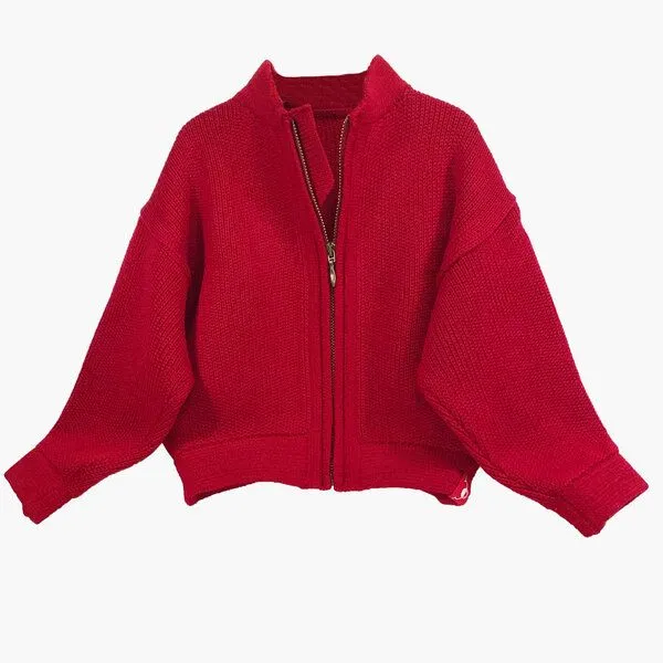 vincente vincente gestrickte Bomberjacke, Rot, – Produktbild 1 von 2