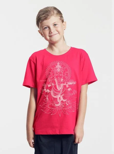 Peaces.bio - handbedruckte Biomode Peaces.bio - handbedruckte Biomode Bio-Kinder T-Shirt Ganesha, Pink, – Produktbild 2 von 2