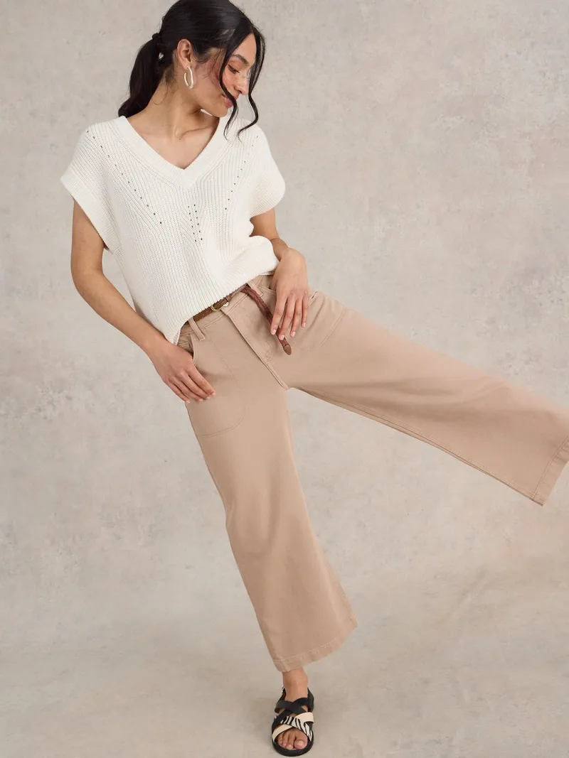 White Stuff 7/8-Jeans Tia mit weitem Bein - 52/R, Natur, – Produktbild 1 von 4