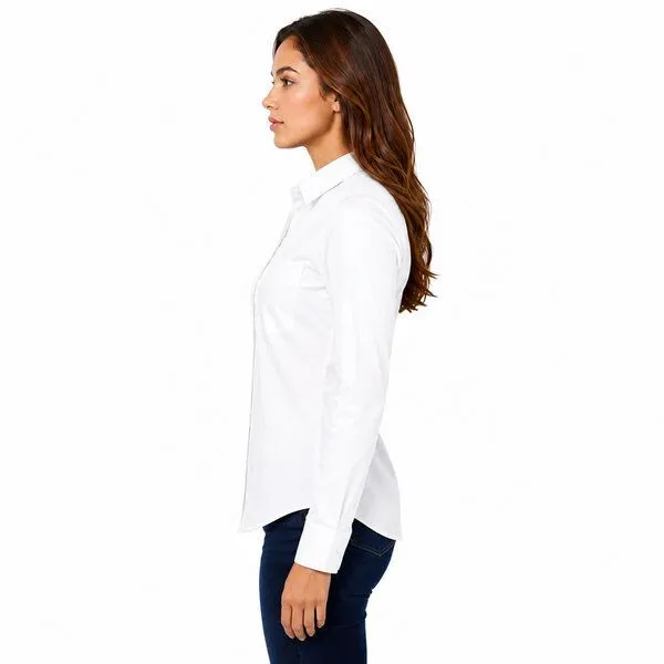 Bruno Barella Bruno Barella Damen Business Hemdbluse aus ägäischer Bio-Baumwolle – Regular Fit mit Brusttasche, Weiss, – Produktbild 4 von 4