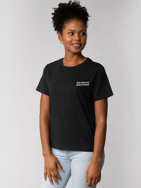 watapparel watapparel T-Shirt Frauen Das Leben ist kein Ponyhof, Black, – Produktbild 1 von 3