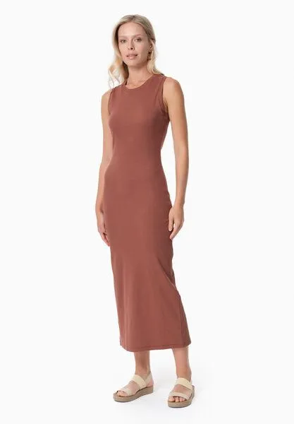 ORGANICATION ORGANICATION DURRU | Geripptes Kleid aus Bio-Baumwolle, Coffee brown, – Produktbild 2 von 3