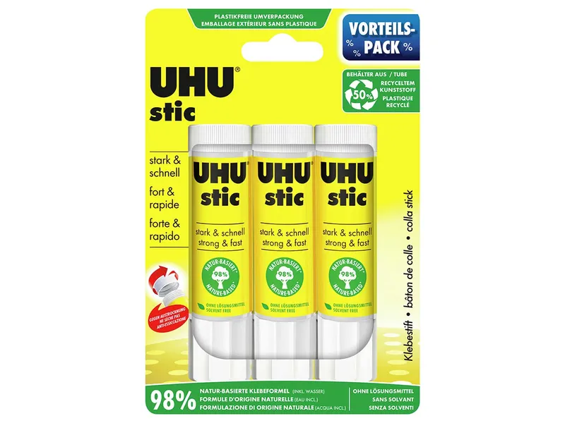 UHU UHU Klebestift "stic" ohne Lösungsmittel, 3 x 21 g – Produktbild 1 von 1