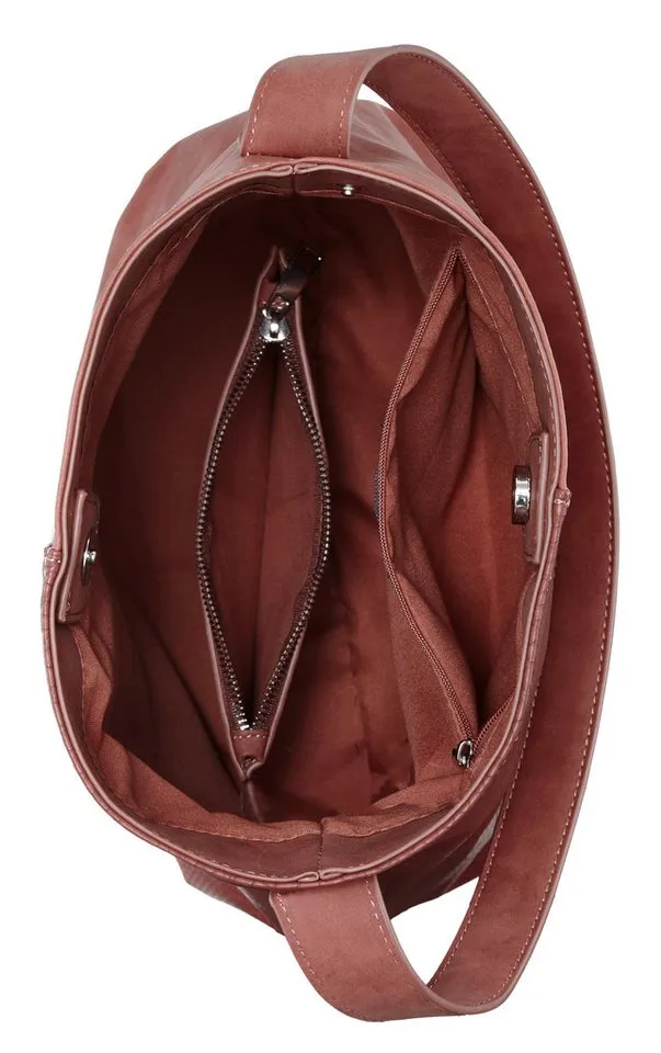 Vivance by Lascana Shopper Schultertasche, Handtasche, Einkaufstasche, Damentasche (2-tlg), mit kleiner herausnehmbarer Innentasche VEGAN, Rot, – Produktbild 4 von 5