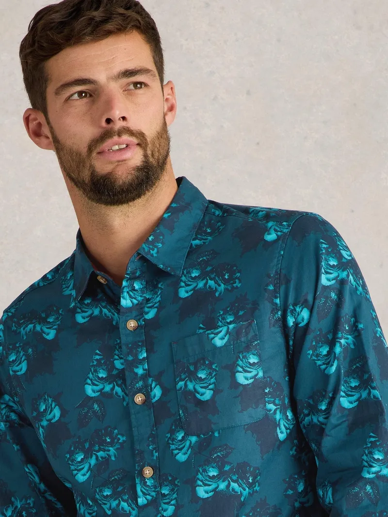 White Stuff Floral bedrucktes Hemd - M, Blau print, – Produktbild 3 von 4